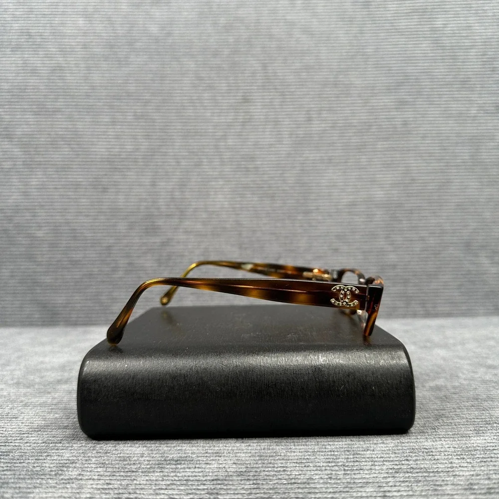 Chanel 3075-B c.502 Tortoise Crystal CC Logo Eyeglasses Frames Italy 51-17-135